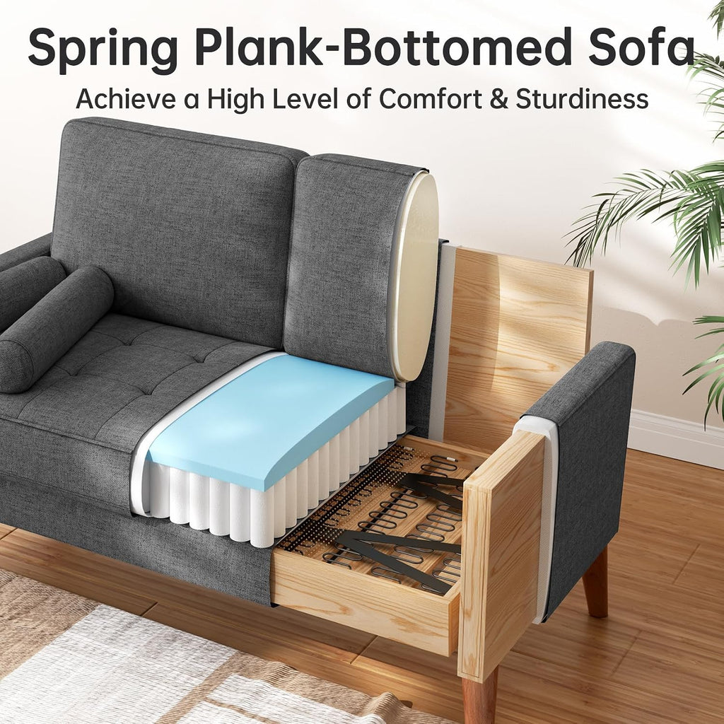 Vesgantti Loveseat Sofa 48' Small Couches for Small Spaces, Love Seat for Living Room, Bedroom, Easy Assembly Mid Century Modern Couch, Charcoal Gray