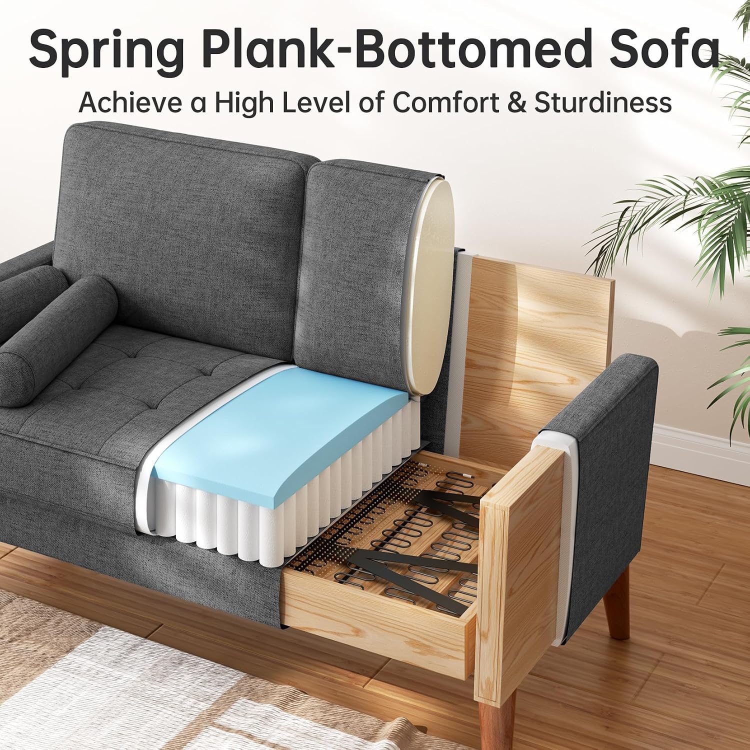Vesgantti Loveseat Sofa 48' Small Couches for Small Spaces, Love Seat for Living Room, Bedroom, Easy Assembly Mid Century Modern Couch, Charcoal Gray