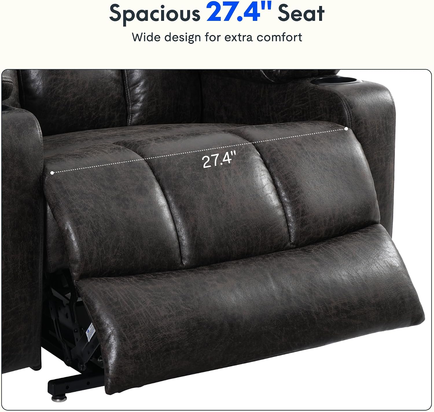 FLEXISPOT XL31-XL Oversized Power Lift Recliner Chair for Elderly, 27.4' Extra Wide Lay Flat Lift Chair w/Massage & Heat, Dual Motor Electric Reclining Chair for Big & Tall(Oversized, Dark-Grey)