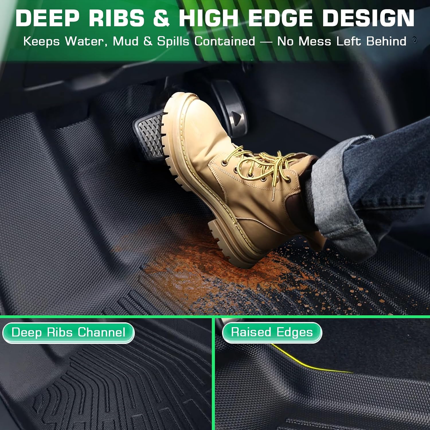 Floor Mats & Cargo Mat for Hyundai Sonata 2015-2019 & Kia Optima 2016-2019, Custom Fit All-Weather Rubber Car Liners, High Edges Anti-Slip TPE Mats for Hyundai
