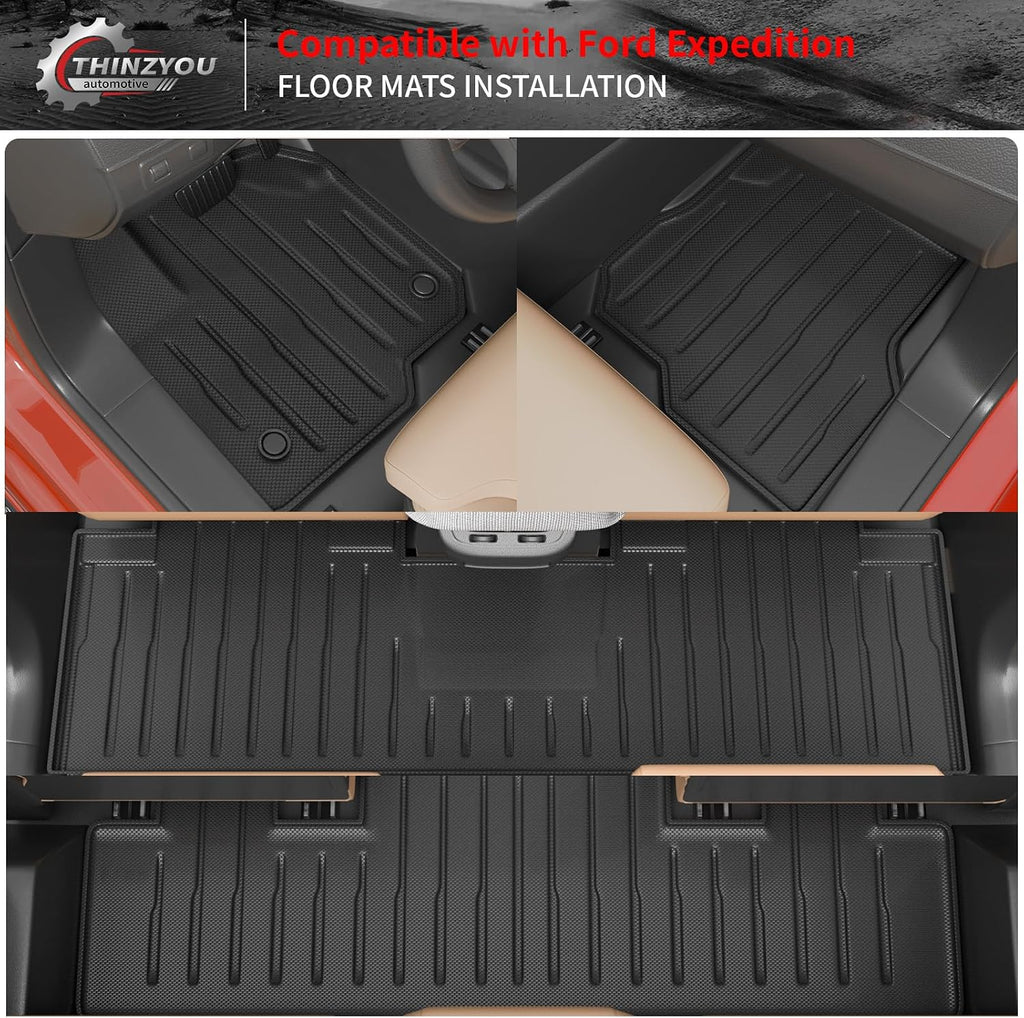 Floor Mats Compatible with 2018-2024 Ford Expedition (Not for Max Models) Cargo Mat Cargo Liner TPE 2023 Expedition 7 Seats Accessories (Trunk Mat+Backrest Mats+Floor Mats)