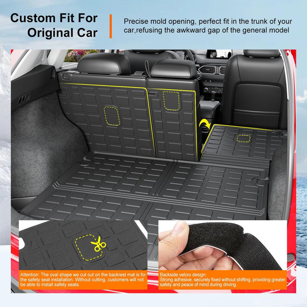 powoq Floor Mats Compatible with 2023-2025 Mazda CX-5 Trunk Mat Backrest Mat TPE Mats Replacement for Mazda CX-5 2023-2025 Accessories (Trunk Mat+Backrest Mat+Floor Mats)