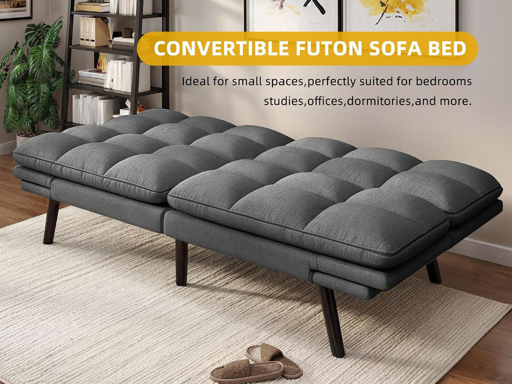 YITAHOME Convertible Futon Sofa Bed, 70' Folding Futon Set for Living Room Home Office Aprtment, Modern Futon Couch with Adjustable Backrest & Armrests, Recliner Lounge, Loveseat Sofa