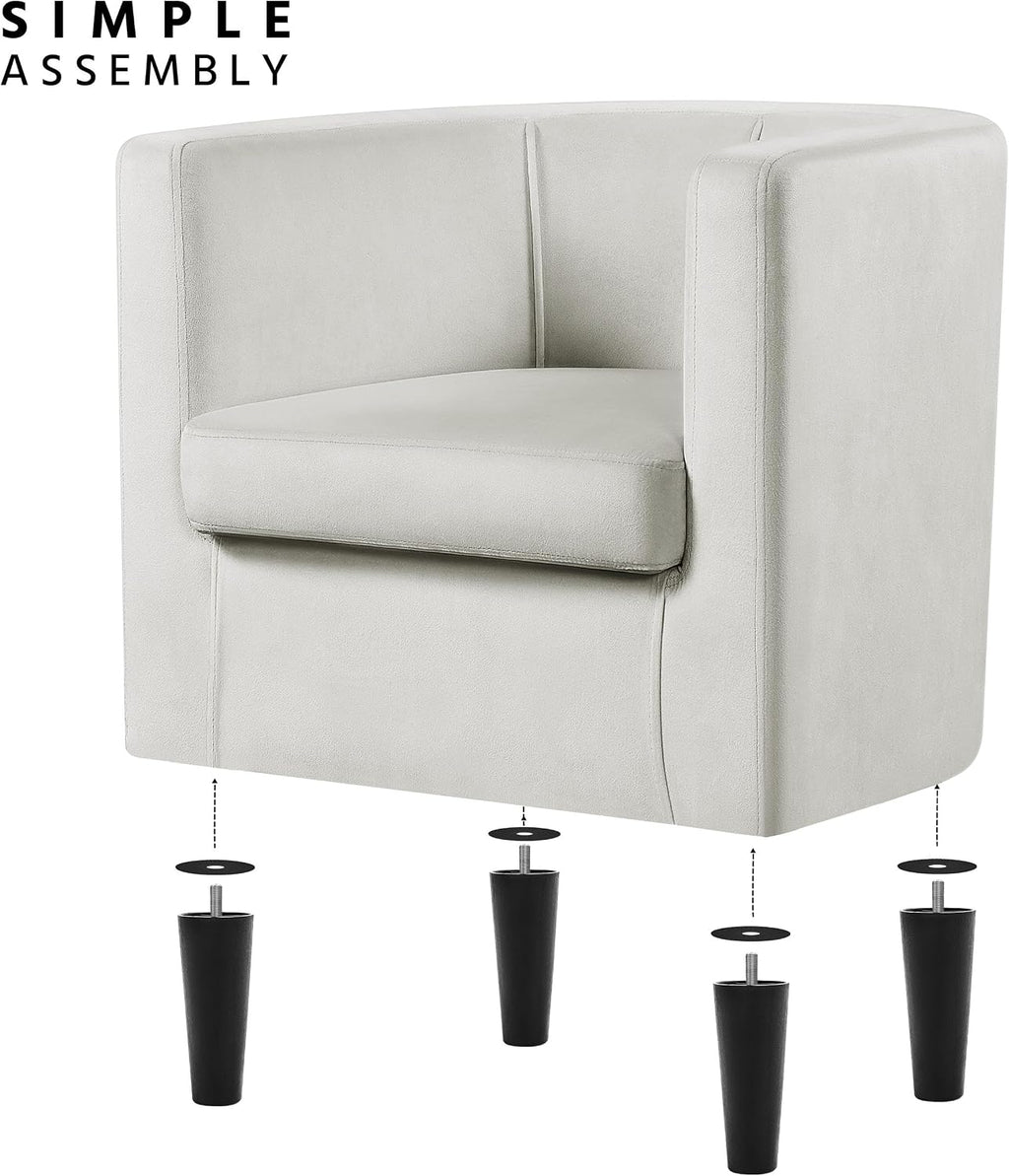 Yaheetech Velvet Accent Chair, Modern and Comfortable Armchairs, Upholstered Barrel Sofa Chair for Living Room Bedroom Waiting Room, Beige, 2pcs
