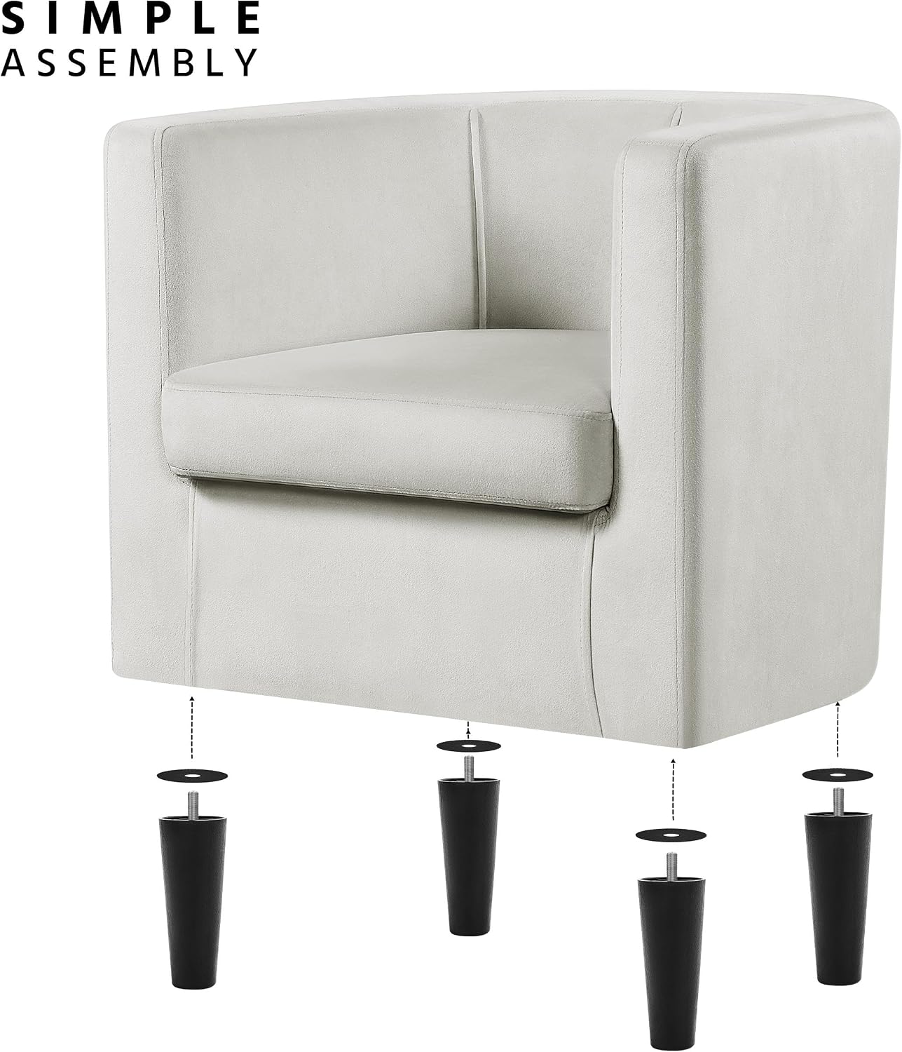Yaheetech Velvet Accent Chair, Modern and Comfortable Armchairs, Upholstered Barrel Sofa Chair for Living Room Bedroom Waiting Room, Beige, 2pcs