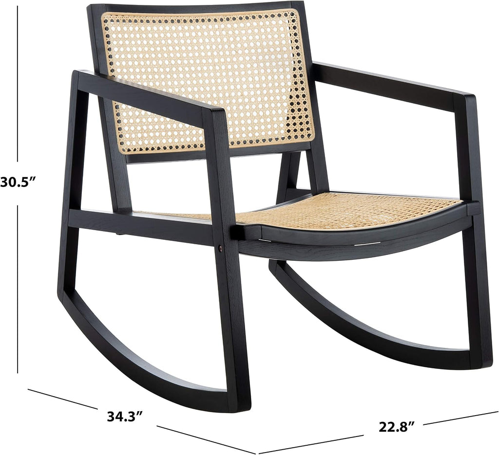 Safavieh Couture Perth Black and Natural Rattan Rocking Chair
