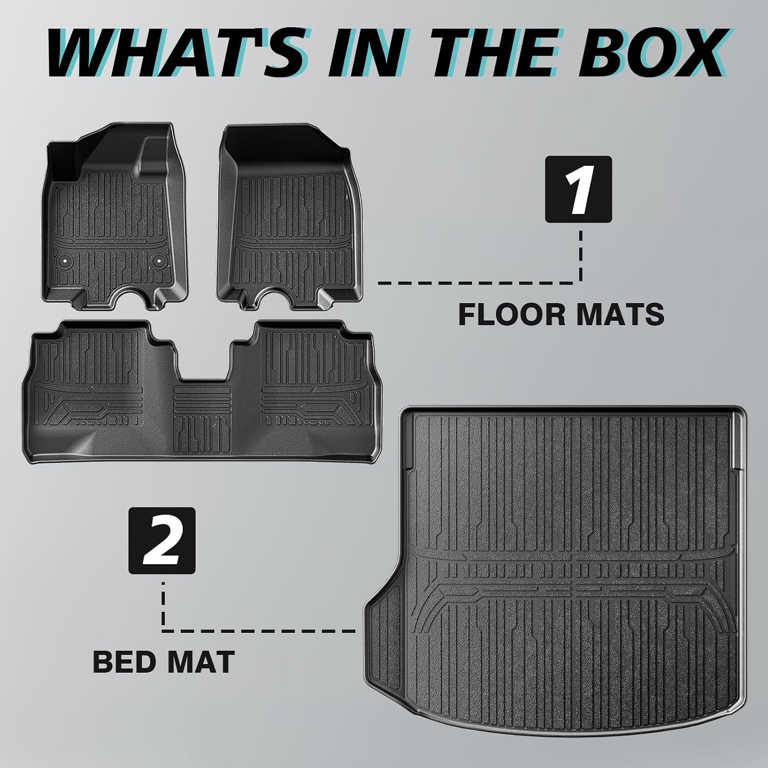 BestEvMod All Weather Liner Floor Mats&Trunk Mat Compatible with Chevrolet Equinox EV 2026 2025 2024 Accessories Cargo Liner Anti-Slip 3D Pattern TPE Heavy Duty Rubber Waterproof(Floor Mats+Trunk Mat)