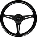 NRG Innovations NRG-ST-015BK-BK Steering Wheel - 350mm - 25mm Deep Configuration, Classic Wood Grain Wheel 3 Black Spokes- Black Paint Grip