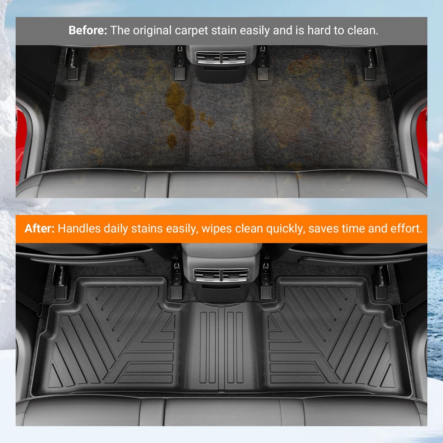 powoq Floor Mats Compatible with 2023-2026 Kia Sportage Fuel Cargo Liner with Backrest Mat TPE Replacement for 2023-2026 Kia Sportage Accessories (Trunk Mat with Backrest Mat+Floor Mats)