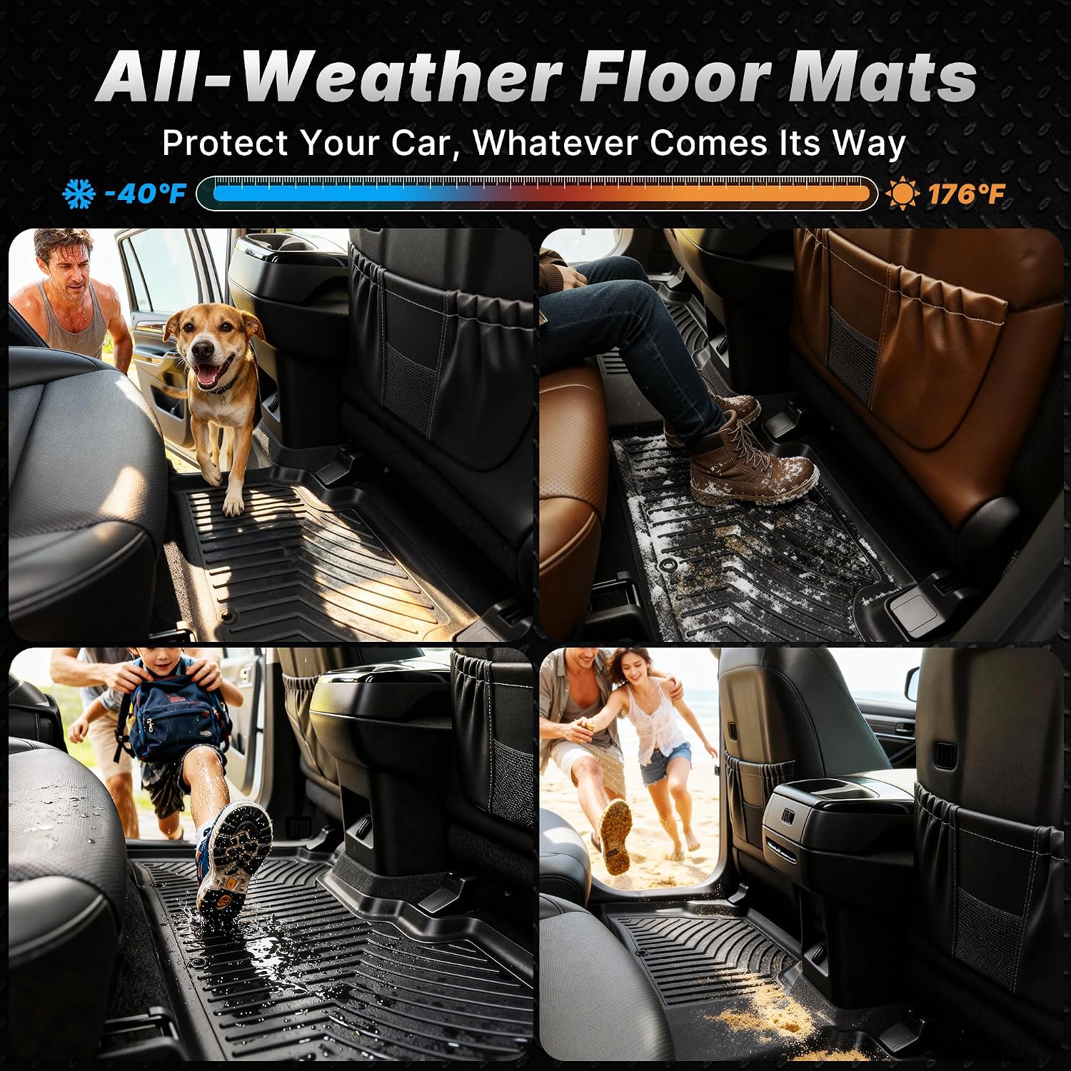 OEDRO Floor Mats Fit for 2018-2025 Chevrolet Traverse 7 Seats with 2nd Row Bucket Seats, Custom Fit All Weather Floor Mats Liners 3 Row & Cargo Liner Behind