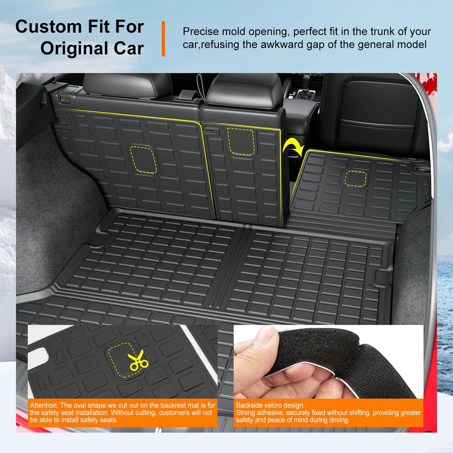 powoq Floor Mats Compatible with 2017-2022 Mazda CX-5 Trunk Mat Backrest Mat Floor Liner TPE Replacement for Mazda CX-5 2017-2022 Accessories (Trunk Mat+Backrest Mat+Floor Mats)