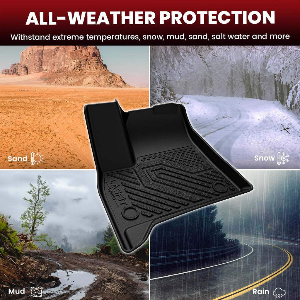 LASFIT Floor Mats & Cargo Liner with Backrest Mat for Chevy Traverse 2024-2026 (Only 7 Seats) & GMC Acadia 2024-2026 (Only 7 Seats) & Buick Enclave 2025-2026, All Weather TPE Custom Fit Floor Liners