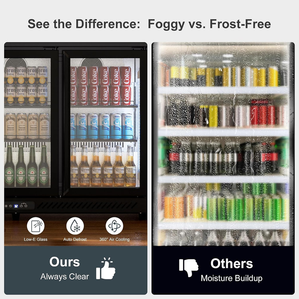 COTLIN 36 Inch Back Bar Cooler, Under Counter Beverage Refrigerator with LOW-E Glass, Free Standing Beverage Fridge, Adjustable Shelves, Drink Fridge for Beer, Wine, Soda, ETL and NSF Approved