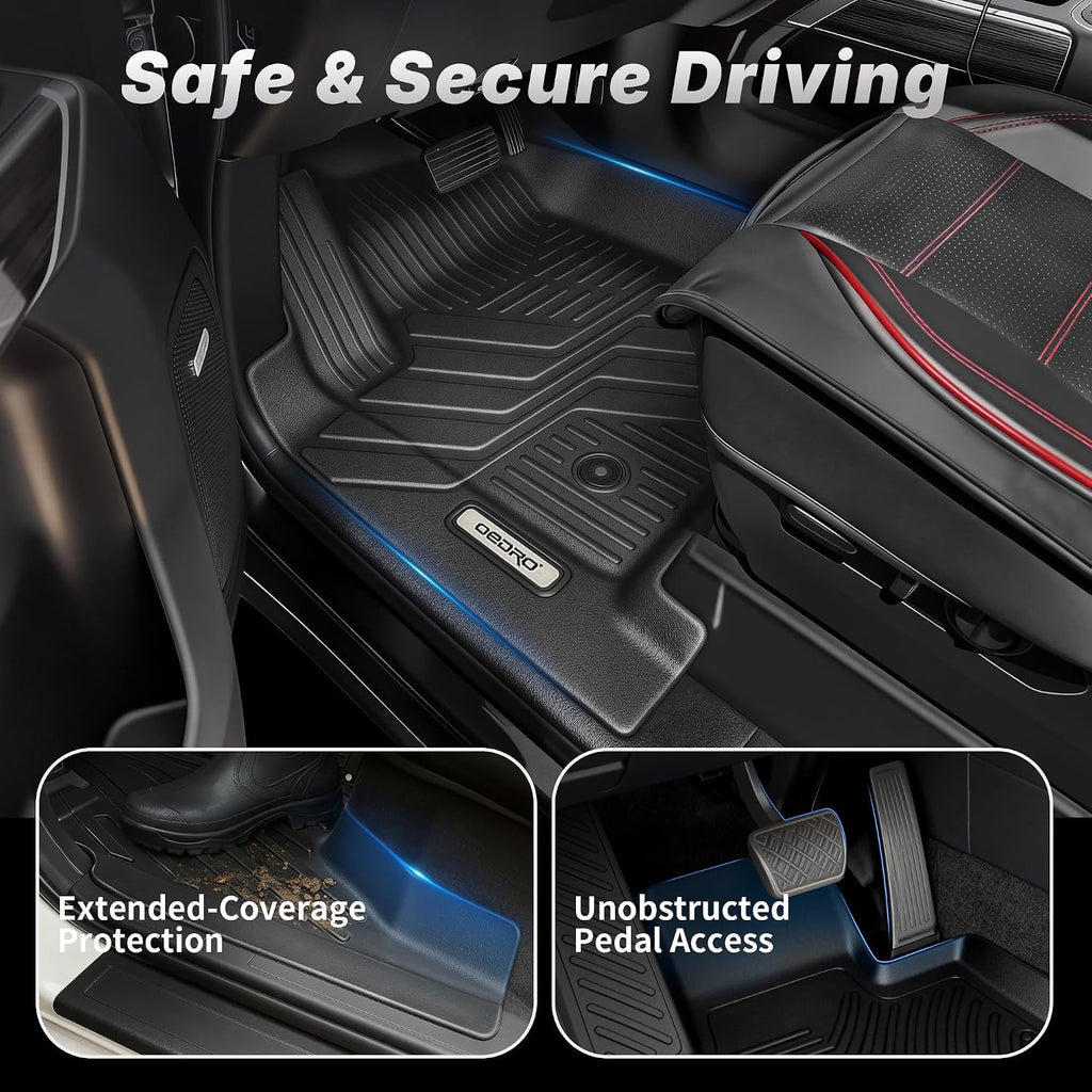 OEDRO Floor Mats & Cargo Liner with Backrest Mat for Chevy Traverse 2024-2026 (Only 7 Seats) & GMC Acadia 2024-2026 (Only 7 Seats) & Buick Enclave 2025-2026, Custom Fit TPE All Weather Floor Liners