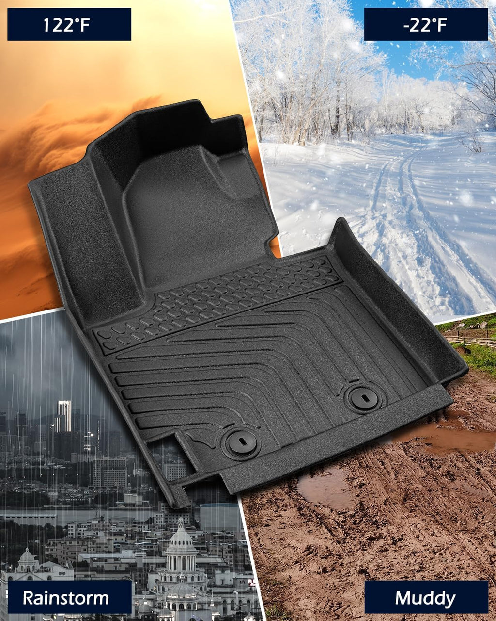 Floor Mats for Kia Soul 2014-2019: 4 PCS All Weather Cargo Liner Custom Fit for Soul (Not for Hybrid) 2014 2015 2016 2017 2018 2019, TPE Rubber Carpet Trunk Rugs Interior Protection Accessories