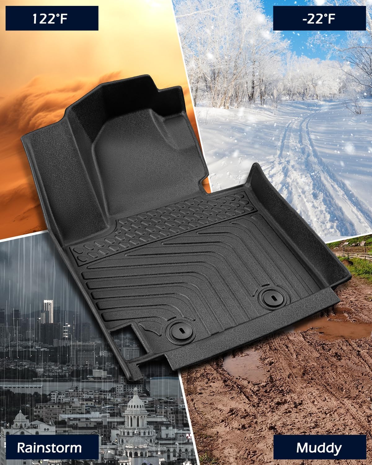Floor Mats for Kia Soul 2014-2019: 4 PCS All Weather Cargo Liner Custom Fit for Soul (Not for Hybrid) 2014 2015 2016 2017 2018 2019, TPE Rubber Carpet Trunk Rugs Interior Protection Accessories