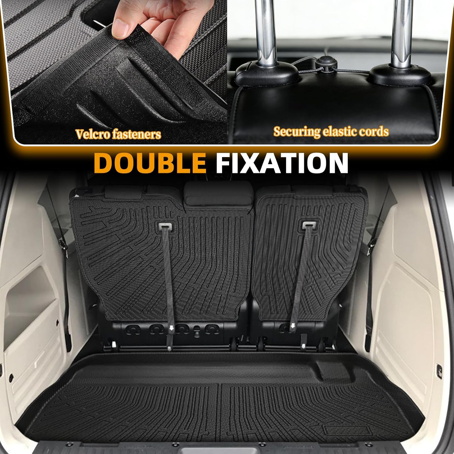 Floor Mats for Chrysler Town & Country 2008-2010 2011 2012 2013-2016(ONLY Stow'n Go) & for Dodge Grand Caravan 2008-2015 2016-2018 2019-2021,TPE Custom Floor Liners & Seatback Mat & Cargo Liner