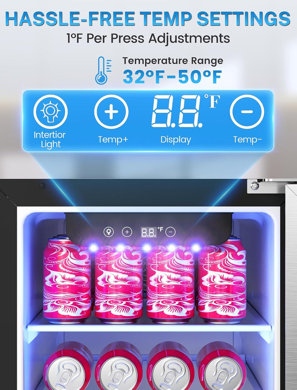Electactic 15 Inch Outdoor Beverage Refrigerator, Undercounter Beverage Cooler with Stainless Steel Door, Built-in & Freestanding Drink Fridge for Beer Wine Soda, Outdoor Fridge for Patio Home Kitchen