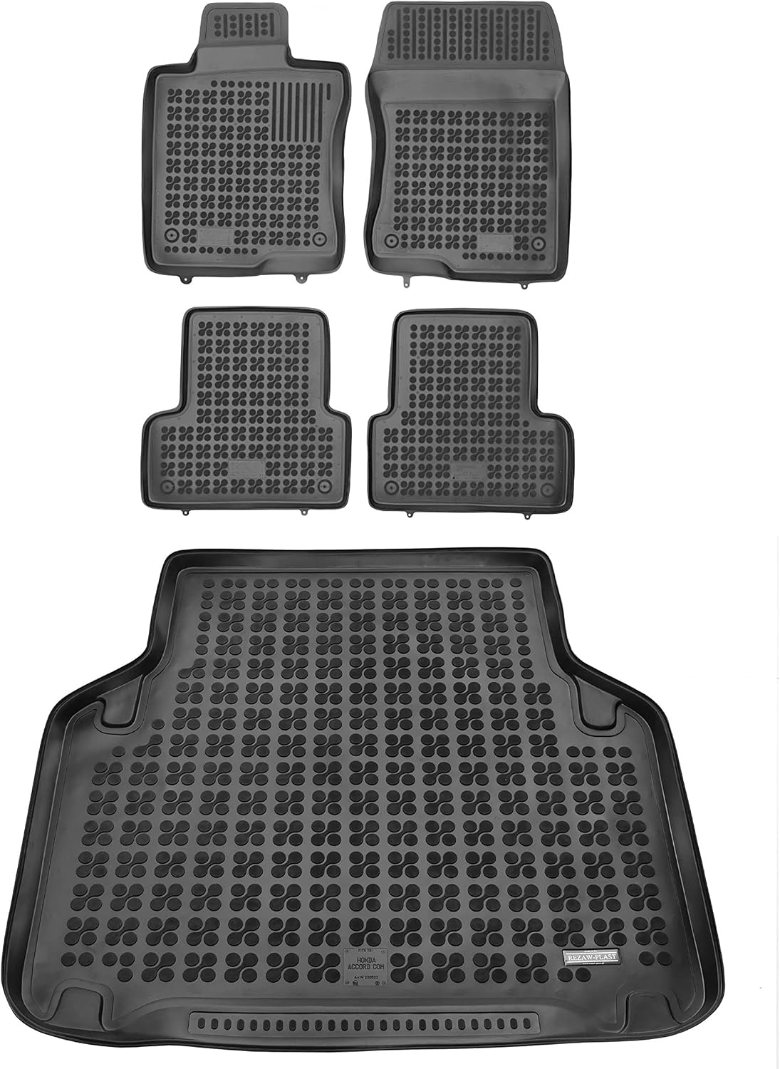 REZAW-PLAST Premium Rubber Floor Mats Set for Acur TSX Wagon 2009-2014 2 Row & Cargo Liner All Weather Liners Odor Molded Black Car Interior Accessories