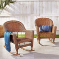 Jeco Rocker Wicker Chair - Set of 2, Patio Chair, Outdoor Rocking Chair Honey