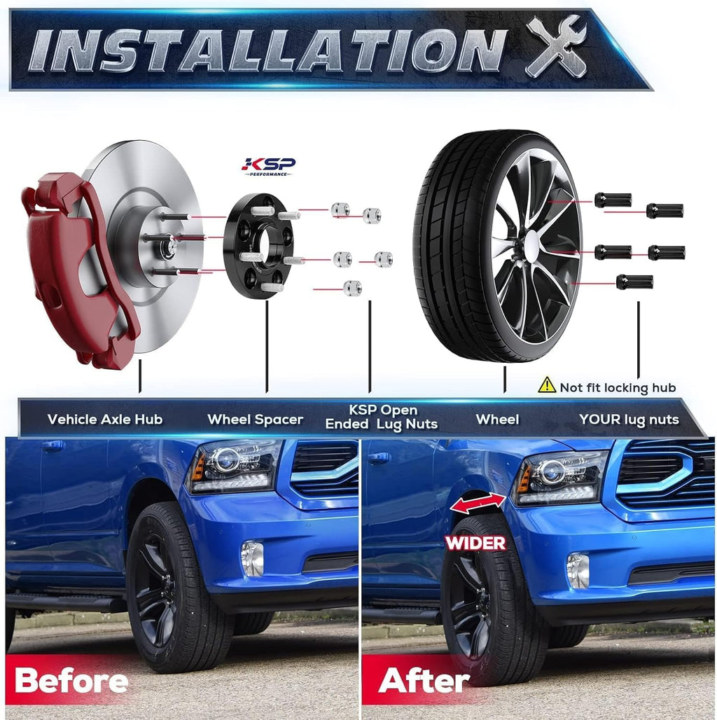 KSP 5X5.5 Ram 1500 Wheel Spacers, 1.5(38mm) 5x139.7mm to 5x139.7mm Hub Centric & 5 Lug Forged Wheel Spacers, Hub Bore 77.8mm Thread Pitch M14X1.5 for 2012-2018 Dodge Ram 1500, Package of 4Pcs Black