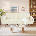 Convertible Futon Sofa Bed, Sleeper Couch Bed with Adjustable Backrests, Linen 3 Seater Small Couches for Small Spaces, Living Room, Bedroom(Beige, 75')