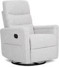 Evolur Peyton Manual Glider Recliner – Fog Grey, Rocking & 360° Swivel with Smooth Glide – GREENGUARD Gold & FSC Certified – Modern Nursery and Living Room Chair