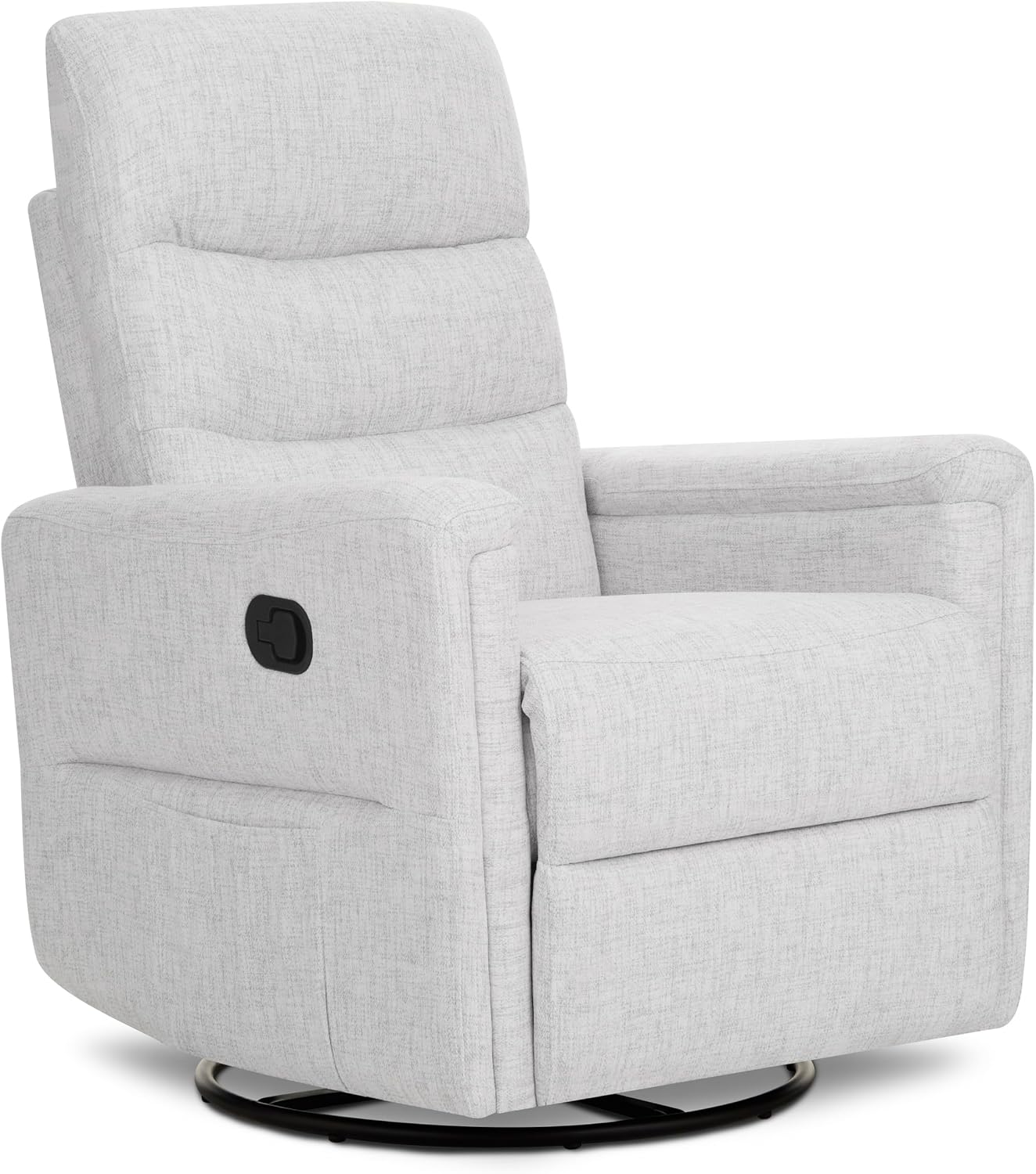 Evolur Peyton Manual Glider Recliner – Fog Grey, Rocking & 360° Swivel with Smooth Glide – GREENGUARD Gold & FSC Certified – Modern Nursery and Living Room Chair