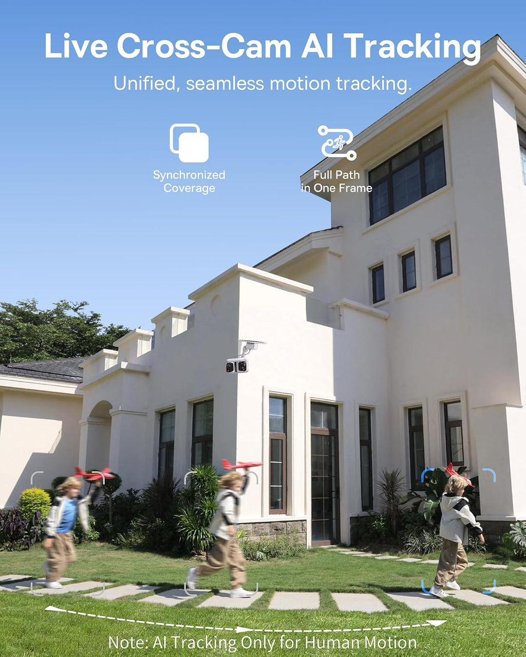 Baseus X1 Pro Dual-Tracking Solar Security Camera Outdoor Wireless, Supports up to 512GB, Dual 3K AI Cameras, 300° Pan, Color Night Vision, 8× Zoom, IP65, No Subscription with 32GB Card
