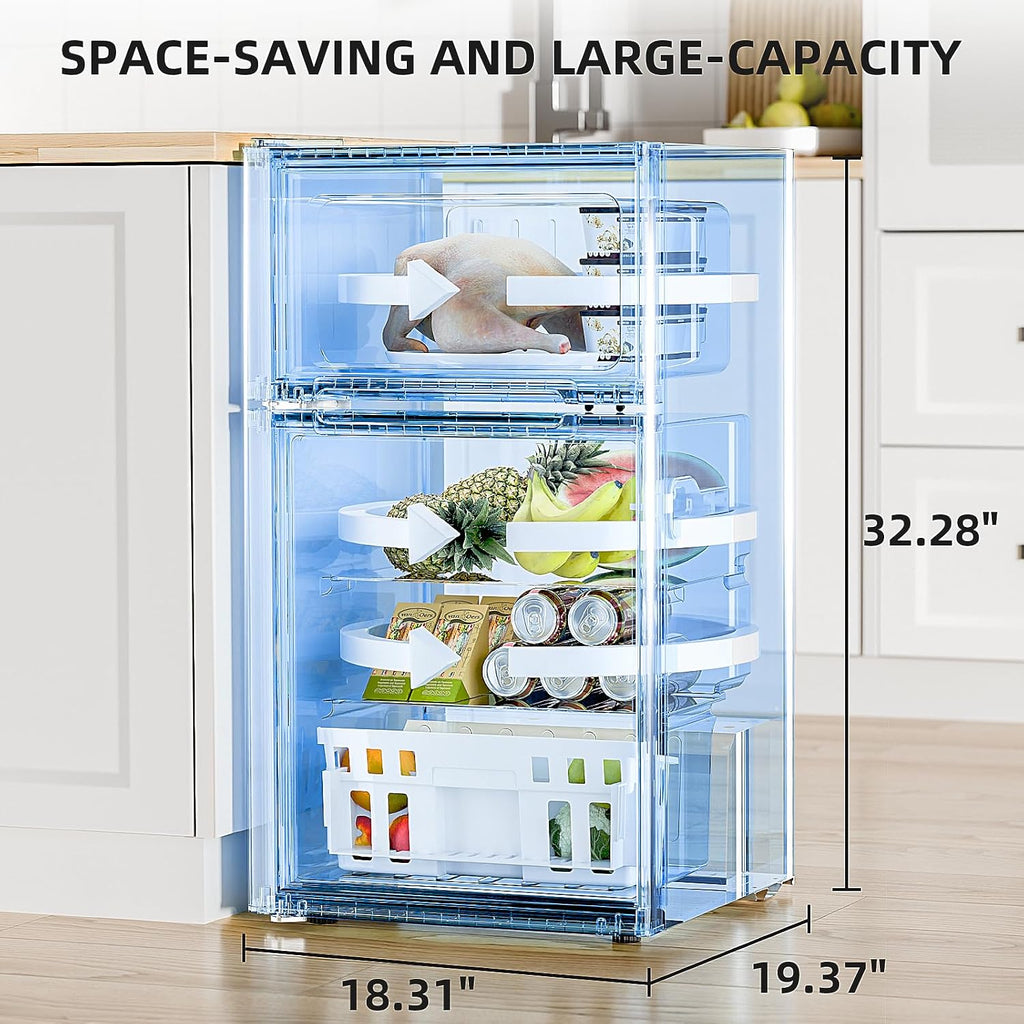 Antarctic Star Compact Refrigerator with Freezer,2 Door Mini Fridge,Adjustable Shelf,Adjustable Thermostat,for Bedroom,Office,Dorm,Kitchen,3.2 Cu.Ft.Silver