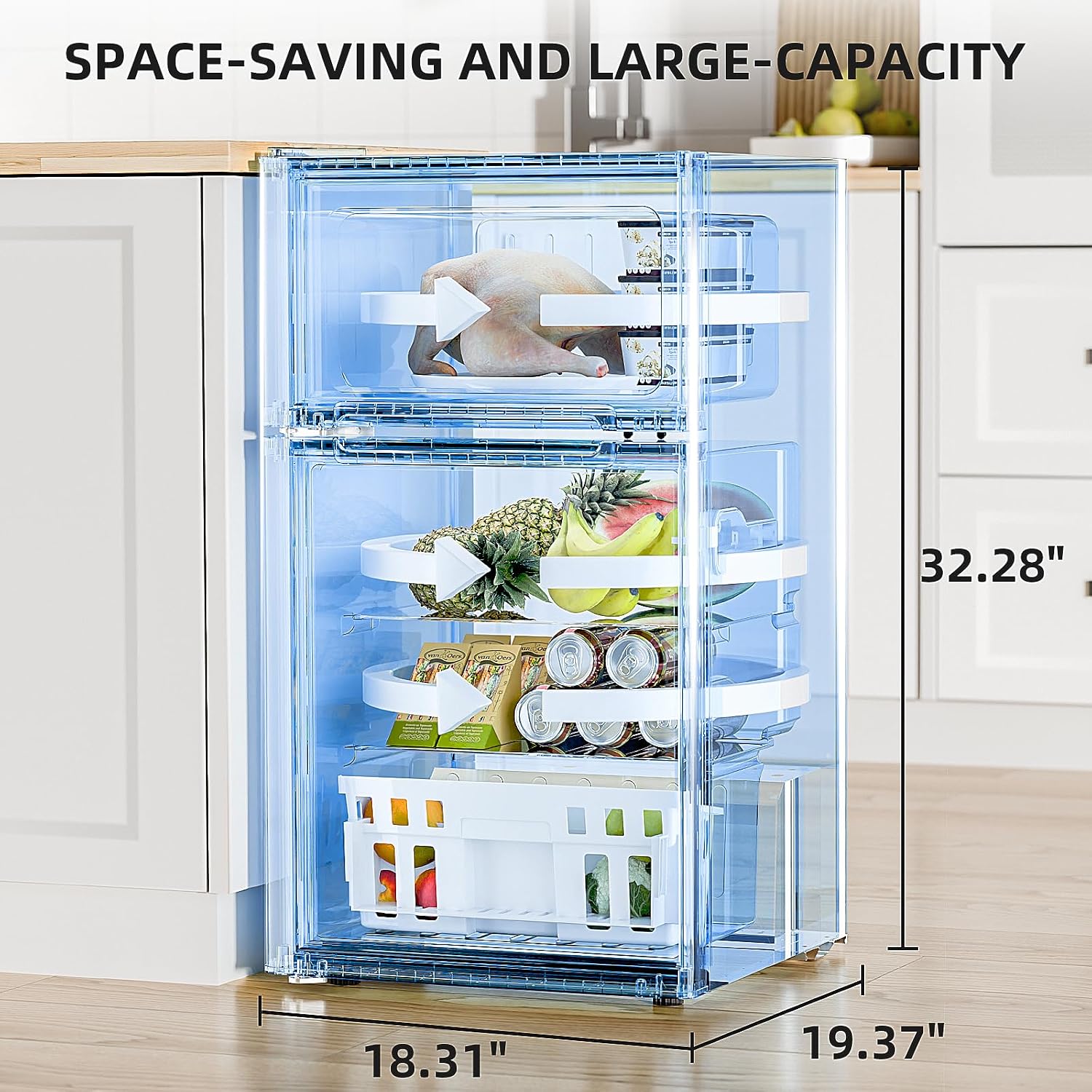 Antarctic Star Compact Refrigerator with Freezer,2 Door Mini Fridge,Adjustable Shelf,Adjustable Thermostat,for Bedroom,Office,Dorm,Kitchen,3.2 Cu.Ft.Silver