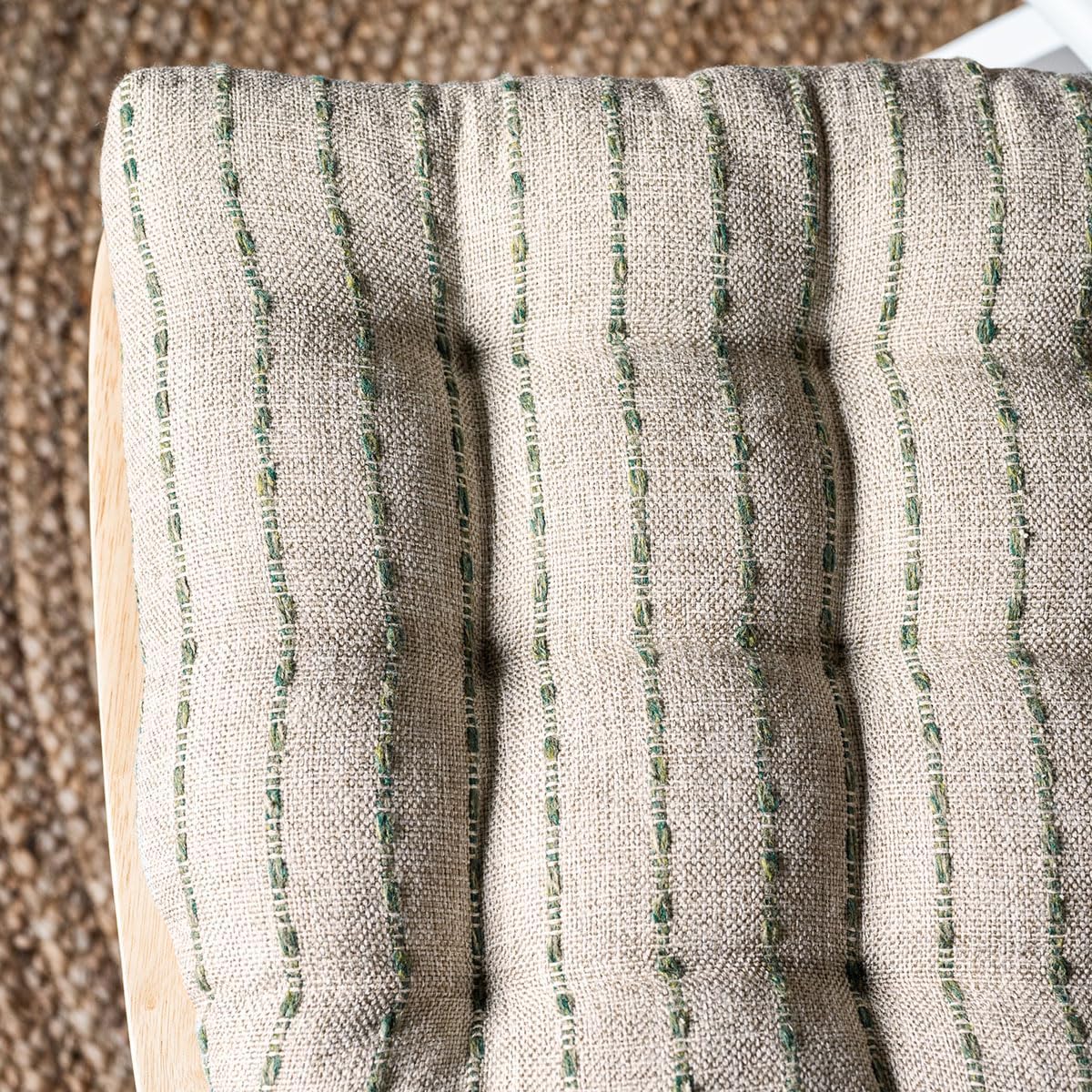 Barnett Home Decor Dining Chair Cushions with Ties, 15 x 17, Pack of 4 – Avante Green (Natural) – Stain-Resistant Reversible, Latex Foam Fill, Made in USA