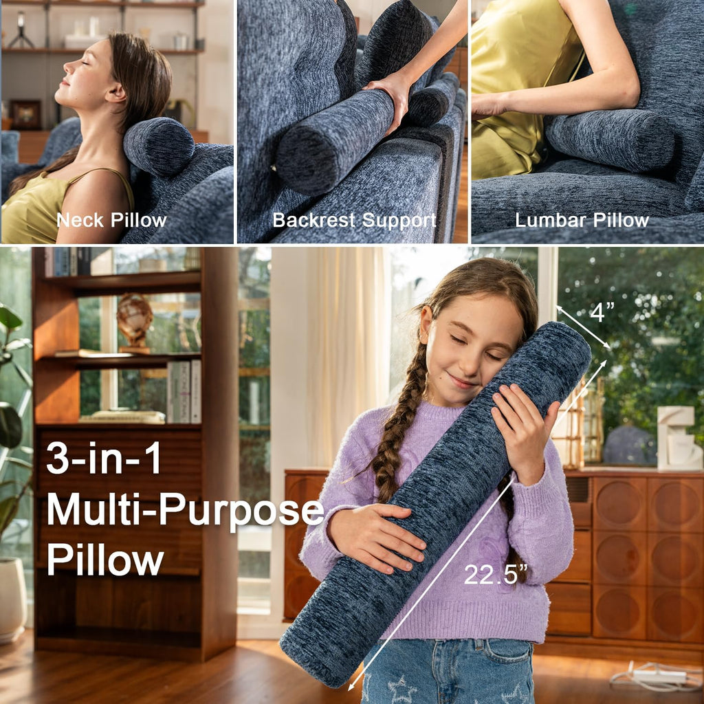 110' Cloud Sectional Couches L-Shaped Modular Boneless Chenille Sofa Couches with Deep Seat Ottoman and Side Pockets, Module Combination for Living Room 3 Seater