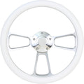ForeverSharp White Boat Steering Wheel 14 Inch Aluminum with Adapter