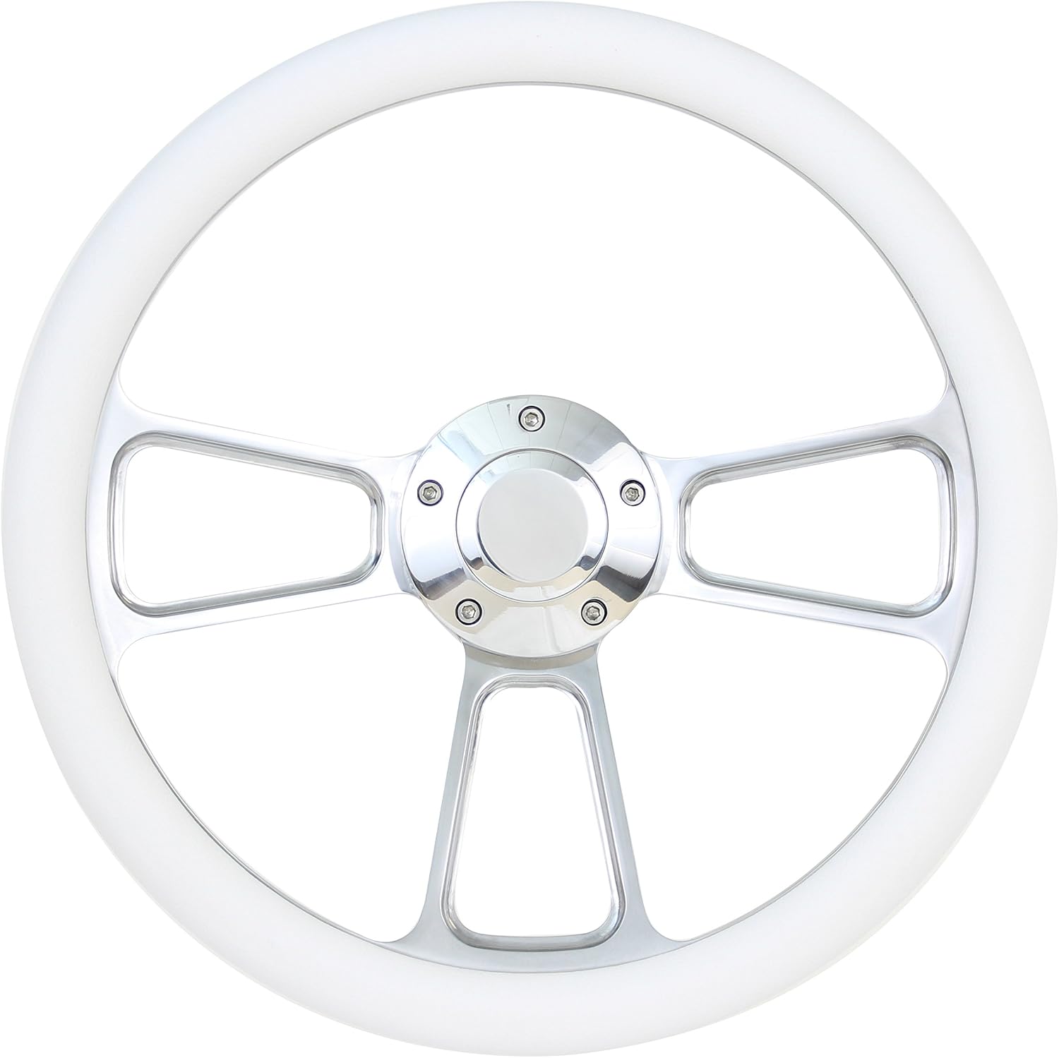 ForeverSharp White Boat Steering Wheel 14 Inch Aluminum with Adapter