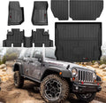 Custom for 2007-2018 Jeep Wrangler JK 4 Door Floor Mats & Cargo Liner & Backrest Mat All Weather TPE Rubber Protection Mat (for 2007-2018 JK 4 Door Accessories 6 Pcs)