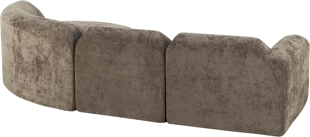 Merax Modern Curved Sectional Sofa with Ottoman, Couch 4-Piece Set High-Density Compressed Sponge, Fully Assembled, Right Hand Facing, Plush Deep Seat for Living Room, Lounge, Apartment, Dark Brown