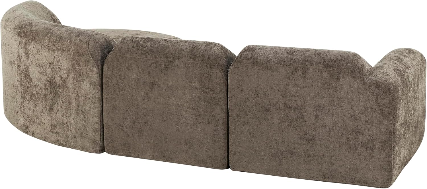 Merax Modern Curved Sectional Sofa with Ottoman, Couch 4-Piece Set High-Density Compressed Sponge, Fully Assembled, Right Hand Facing, Plush Deep Seat for Living Room, Lounge, Apartment, Dark Brown