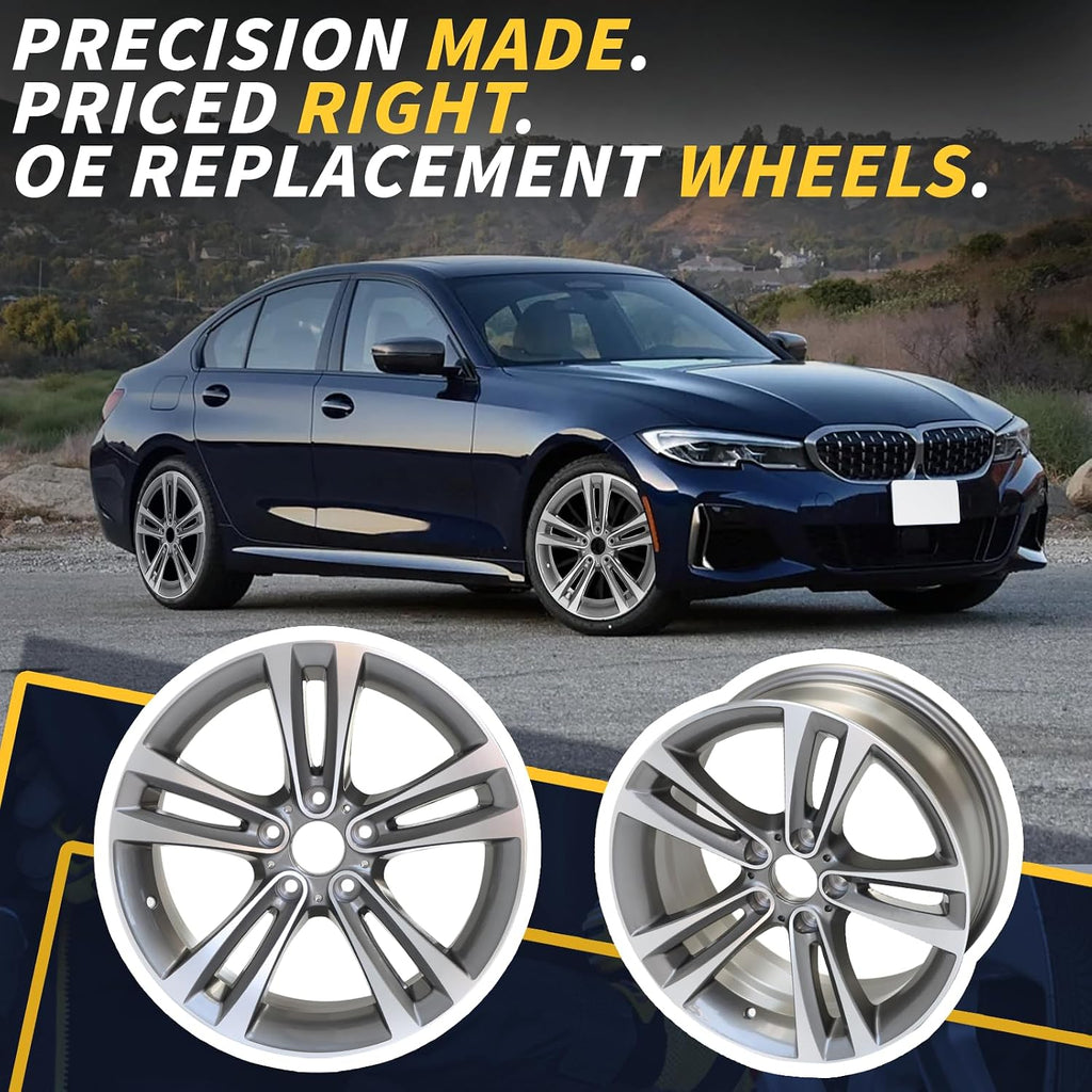 18' X 8' Wheel Rim Fits for BMW 3 Series 4 Series OEM Design Wheel 18' 18x8 Machined Grey 2012-2020 Single Replacement Rim