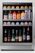 Ca'Lefort 24 Inch Beverage Refrigerator, 180 Can 34°F -54°F Beverage Fridges, Drink Fridge with Glass Door 3 LED Beverage Coolers Built in or Freestanding, Perfect for Home/Kitchen(Left-Hinged)