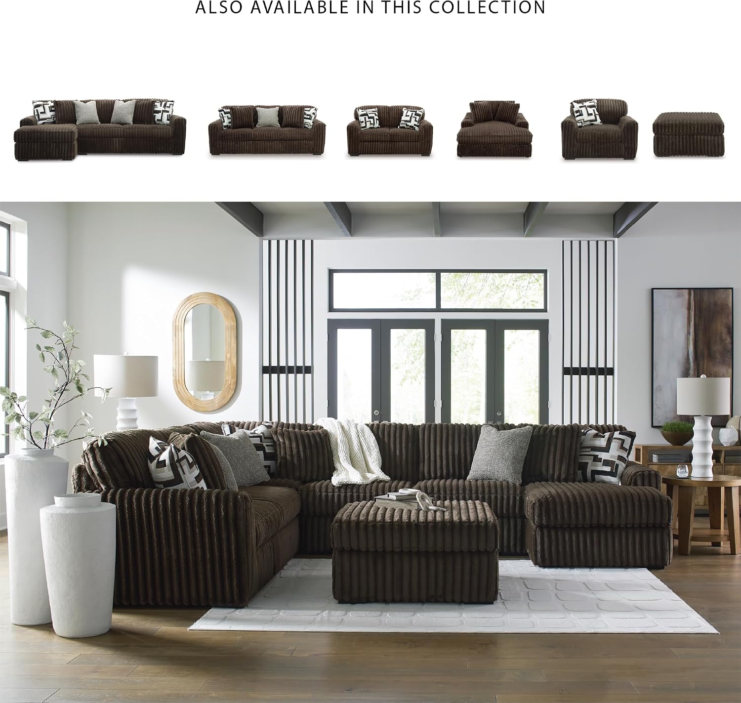 Signature Design by Ashley Midnight-Madness Modern Anti Sage Sofa with Reversible Cushions, Dark Brown