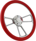 5-bolt Steering Wheel 14 Inch Aluminum with Red Wrap and Horn