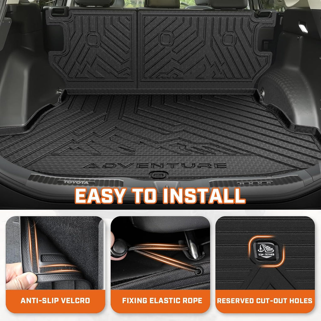 Mixsuper Floor Mat & Cargo Liner for Toyota RAV4 Hybrid 2026 (Not for Limited with Subwoofer),All Weather TPE Rubber Floor Liners Protection for RAV4 Accessories,Full Set Anti-Slip Car Mats,Black