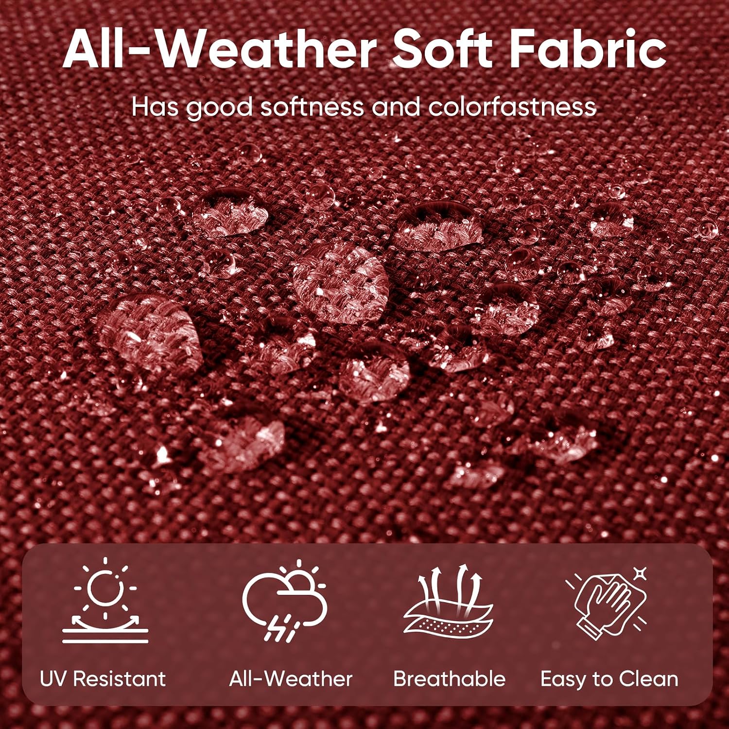 Outdoor Chair Cushions 3 Packs - Outside High Back Thick Water-Resistant Cushion 22x24 with Zipper Cover for Patio Glider Rocking Chairs Loveseat Couch – Red/Buckle