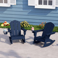 WestinTrends Malibu Outdoor HDPE Plastic Preschool Toddler Classic Adirondack Rocking Chairs (Set of 2), Navy Blue