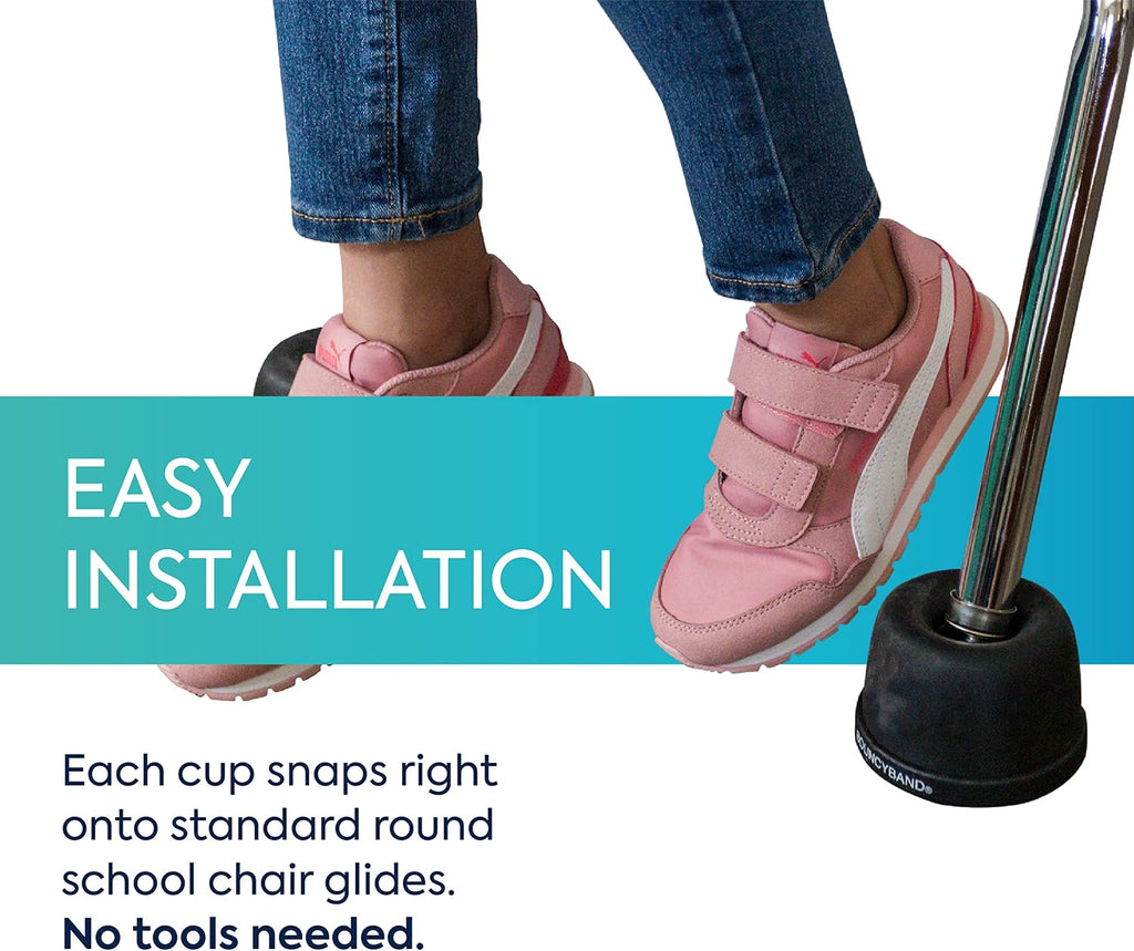 Bouncyband Wiggle Wobble Chair Feet, 10-Pack – Transform a Standard School Chair into a Wobble Chair – Chair Feet for Classroom Help Improve Concentration and Calm Children Aged 3+