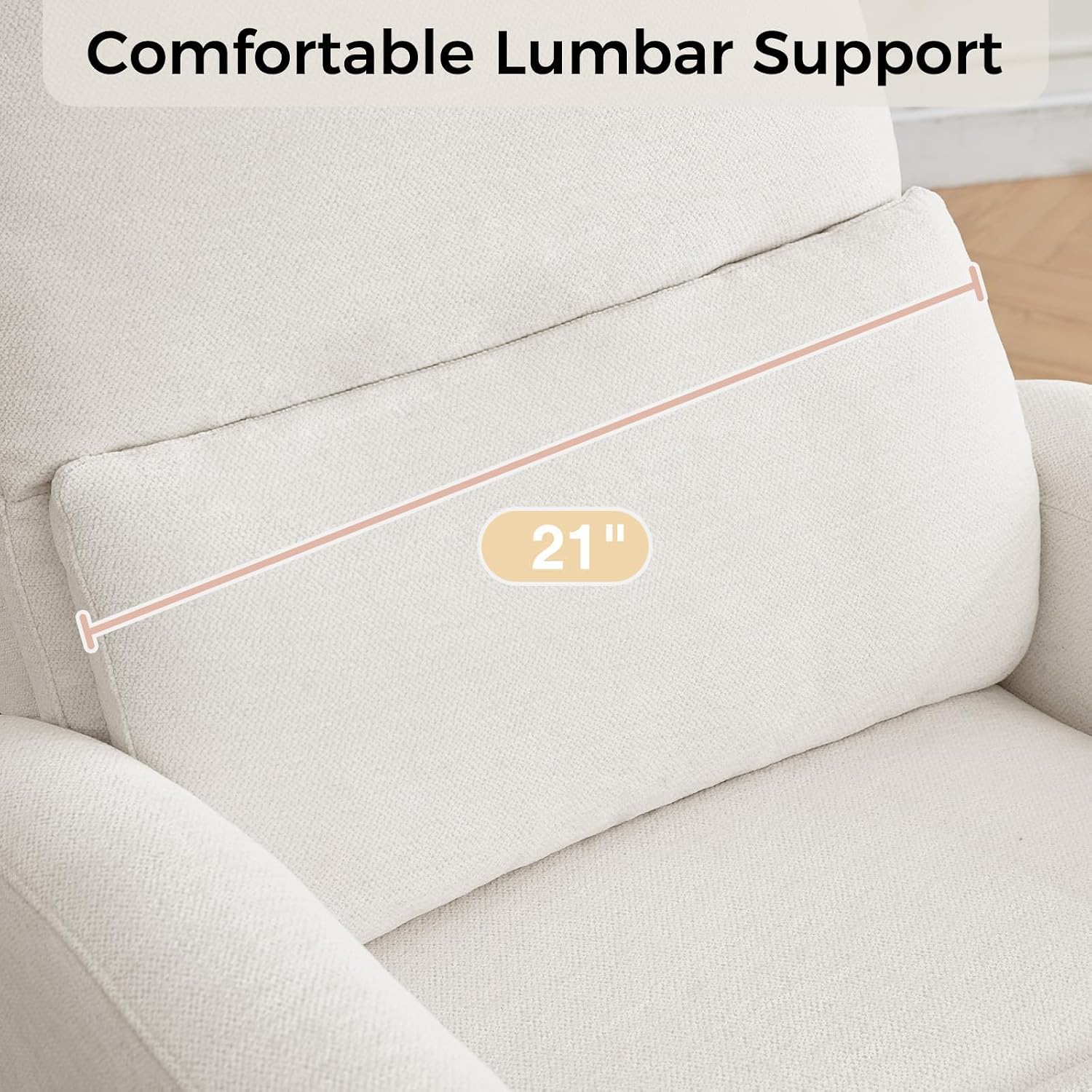 Power Swivel Rocker Recliner, Swivel Glider Nursery Electric Recliner Chair with Lumbar Support, Upholstered Rocking Recling Chairs for Adults Nursery, Living Room, Bedroom, White