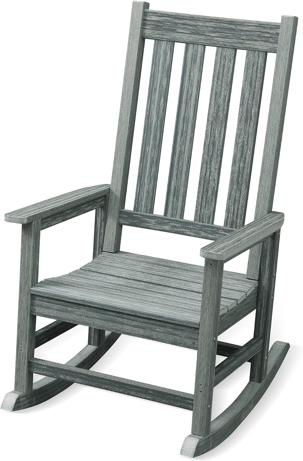 Rocking Chair Outdoor, HDPE Oversized Patio Rocking Chairs, Weather Resistant, 350lbs Heavy Duty Porch Rocker with High Back for Backyard, Fire Pit, Garden and Indoor (Grey)