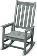 Rocking Chair Outdoor, HDPE Oversized Patio Rocking Chairs, Weather Resistant, 350lbs Heavy Duty Porch Rocker with High Back for Backyard, Fire Pit, Garden and Indoor (Grey)