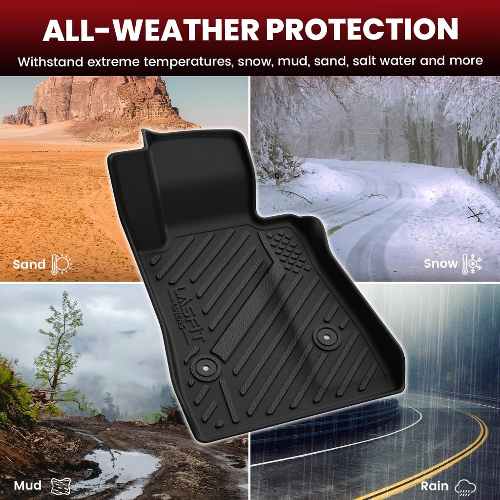 LASFIT Floor Mats for Chevrolet Chevy Camaro 2016-2024 Car Floor Mats, All Weather TPE Custom Fit Floor Mats for Cars, 1st and 2nd Row Car Floor Liners for Camaro Accessories Black